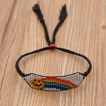 Woven Smiley Rainbow Bohemian Beaded Bracelet