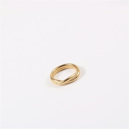 Simple Style Solid Color Titanium Steel Criss Cross Rings