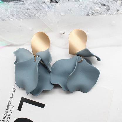 Fashion Geometric Leaf Plating Alloy Drop Earrings