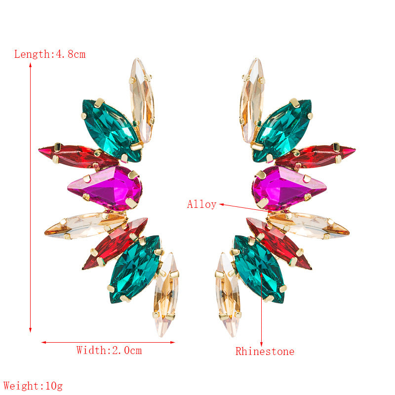 Fashion Colorful Rhinestone Flower Earrings