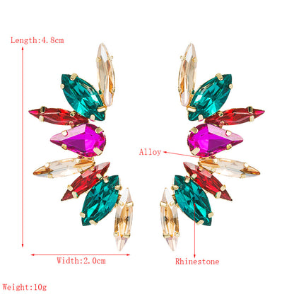 Fashion Colorful Rhinestone Flower Earrings