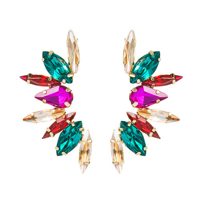 Fashion Colorful Rhinestone Flower Earrings