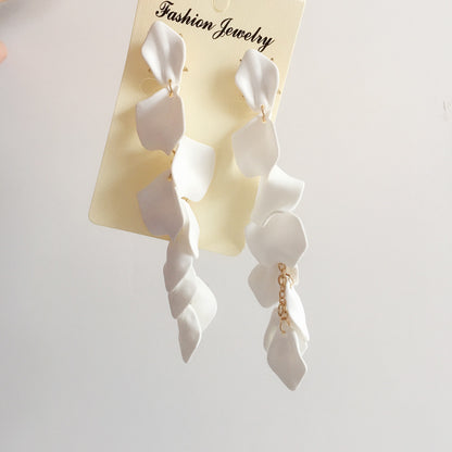 Fashion Geometric Leaf Plating Alloy Drop Earrings