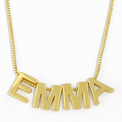 Fashion Letter Copper 18k Gold Plated Necklace In Bulk