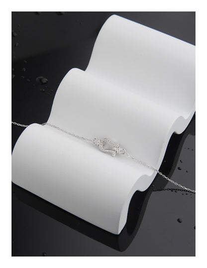 Simple Style Streetwear U Shape Sterling Silver Plating Inlay Zircon Bracelets