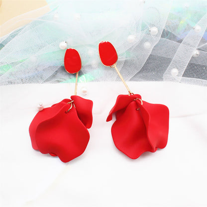 Fashion Geometric Leaf Plating Alloy Drop Earrings