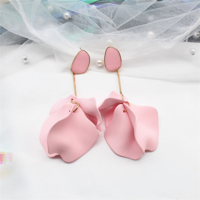 Fashion Geometric Leaf Plating Alloy Drop Earrings