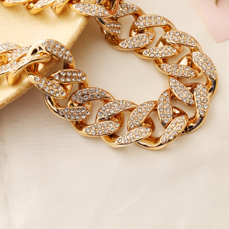 Retro Full Diamond Necklace Bracelet