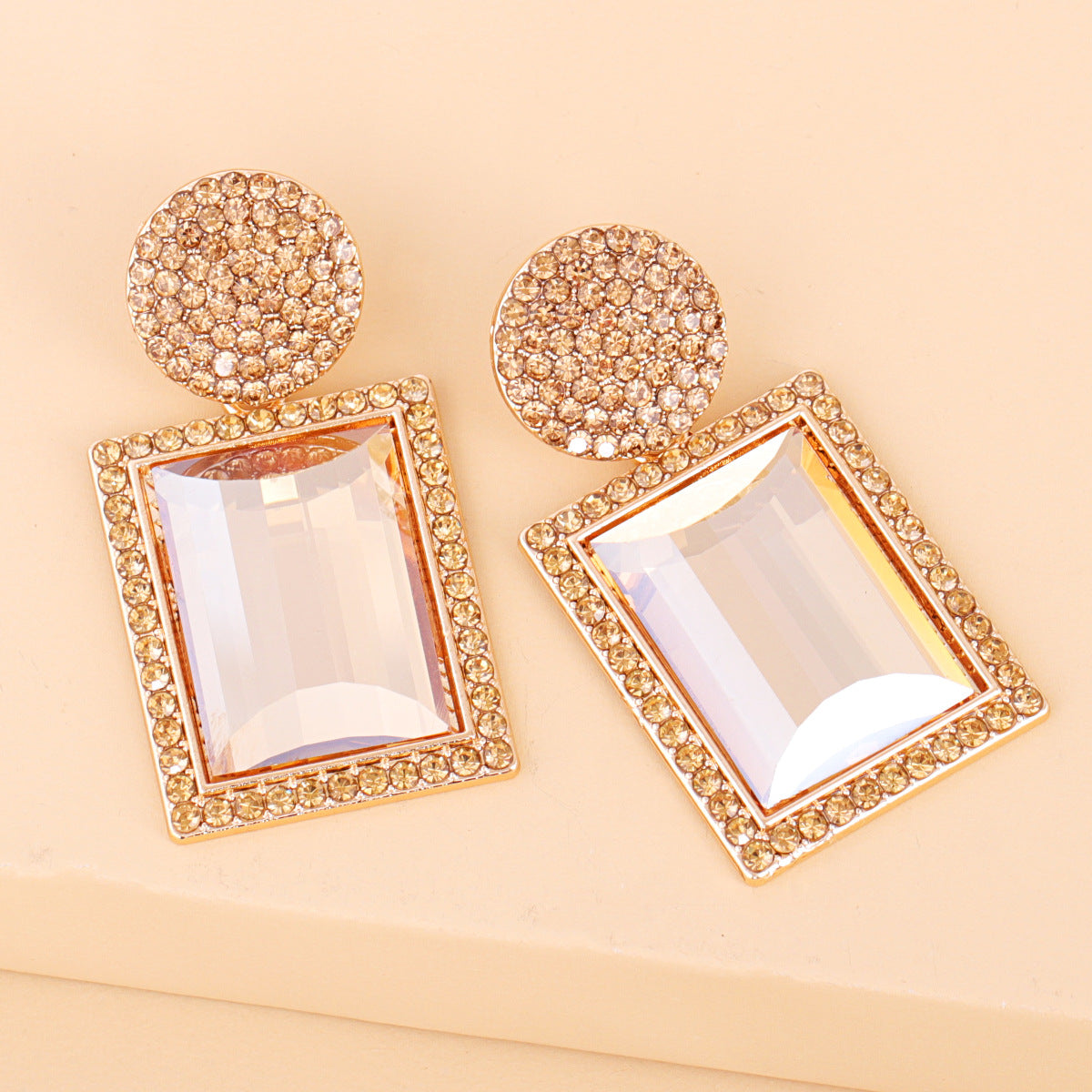 Geometric Diamond Alloy Acrylic Earrings Ear Studs