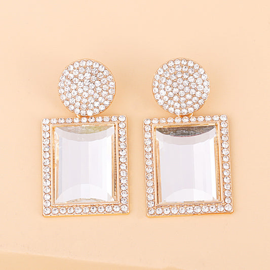 Geometric Diamond Alloy Acrylic Earrings Ear Studs