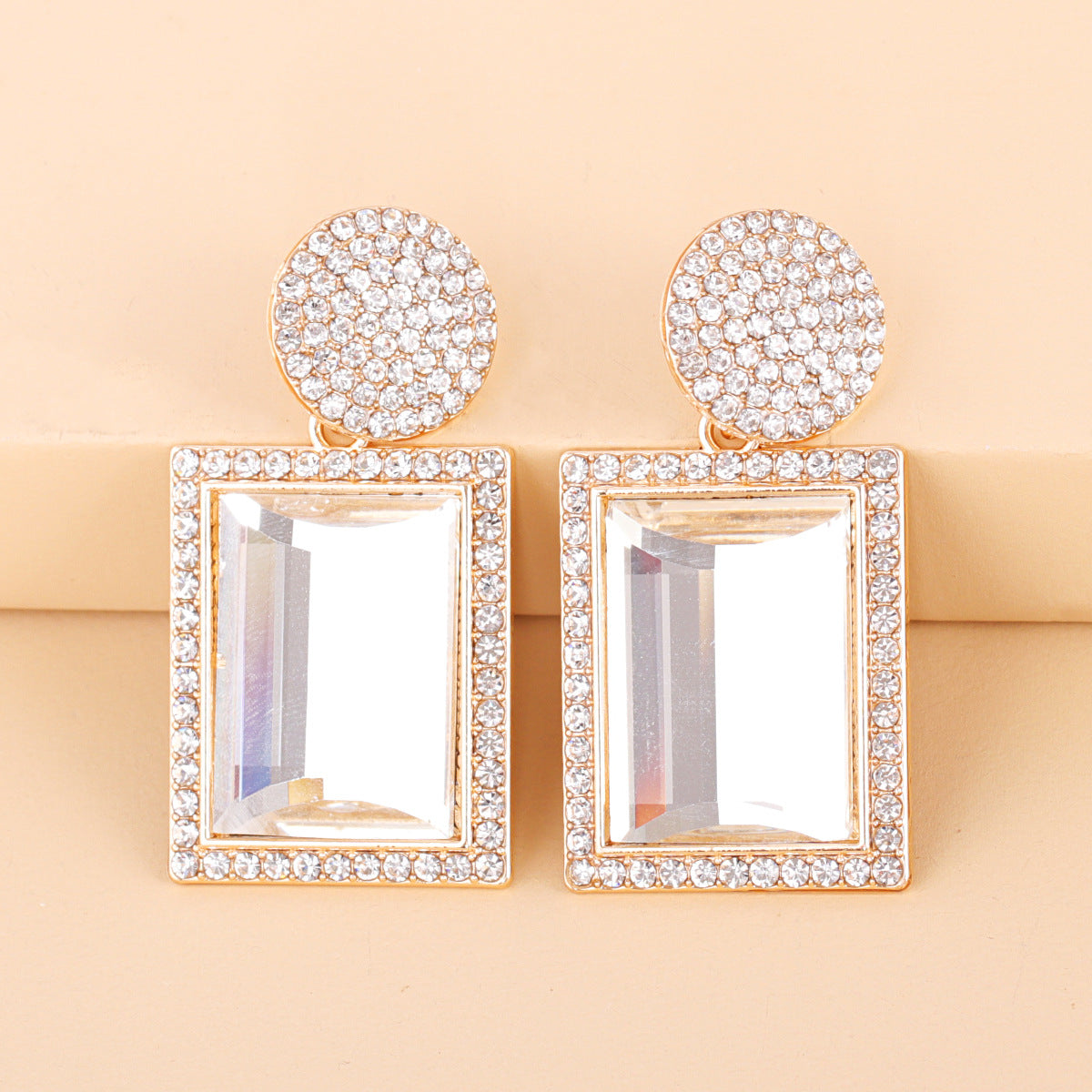 Geometric Diamond Alloy Acrylic Earrings Ear Studs