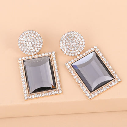 Geometric Diamond Alloy Acrylic Earrings Ear Studs