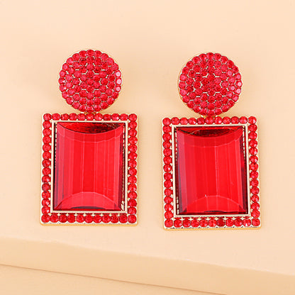 Geometric Diamond Alloy Acrylic Earrings Ear Studs