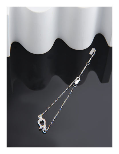 Simple Style Streetwear U Shape Sterling Silver Plating Inlay Zircon Bracelets