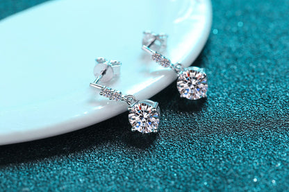 Glam Luxurious Flower Sterling Silver Moissanite Zircon Drop Earrings In Bulk