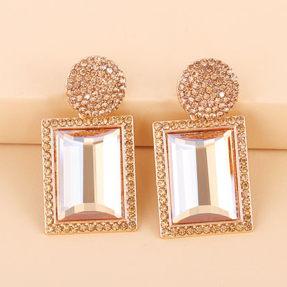 Geometric Diamond Alloy Acrylic Earrings Ear Studs