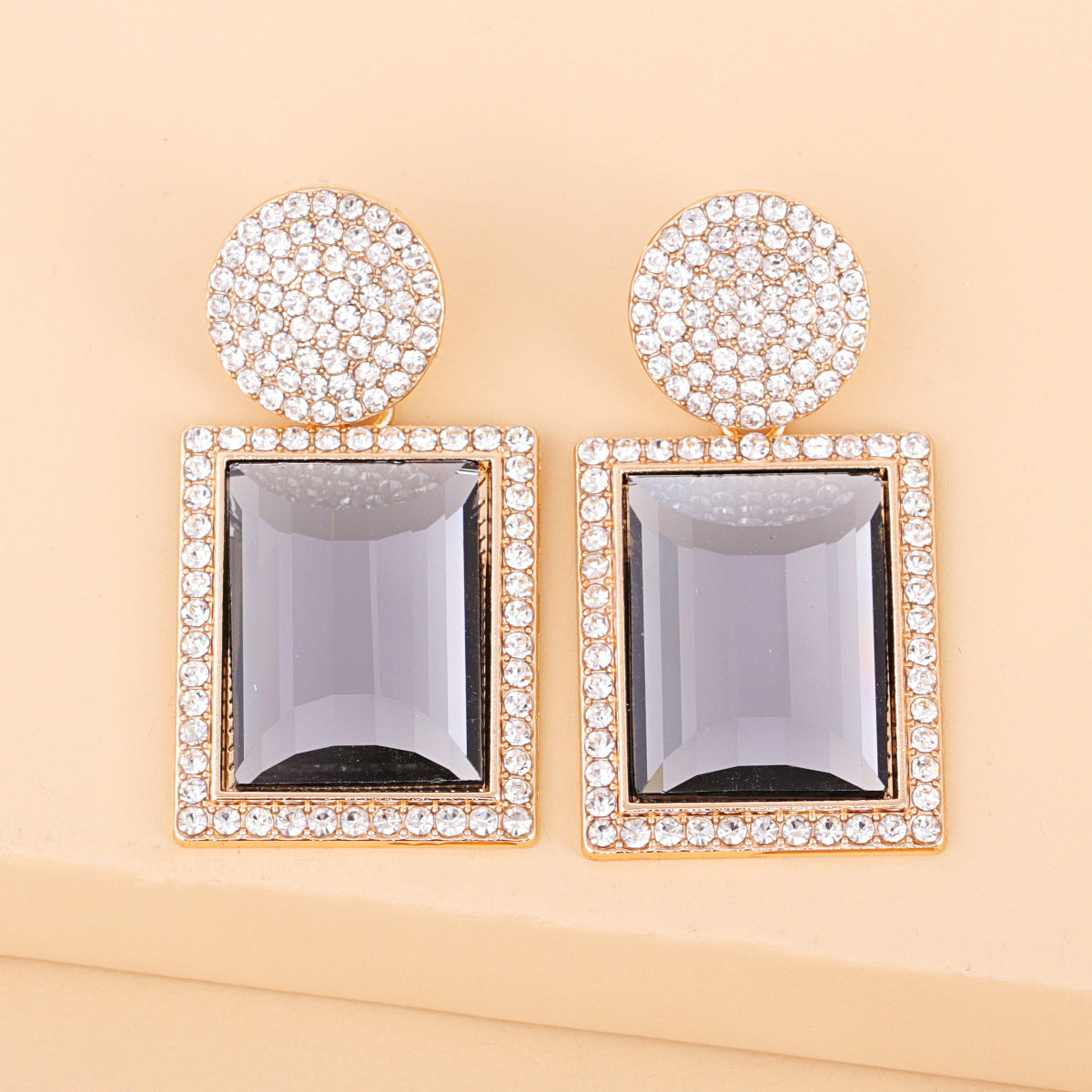 Geometric Diamond Alloy Acrylic Earrings Ear Studs