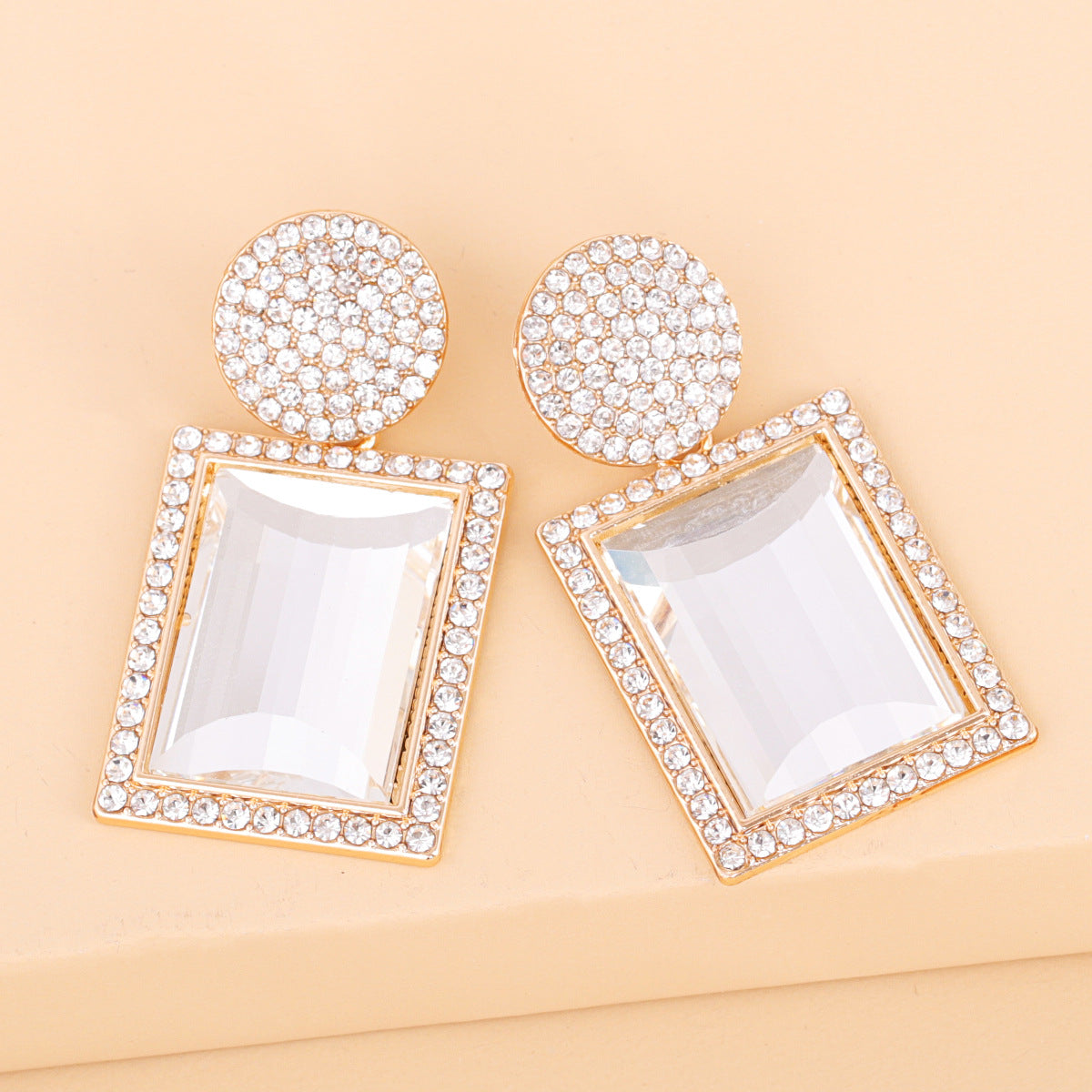 Geometric Diamond Alloy Acrylic Earrings Ear Studs