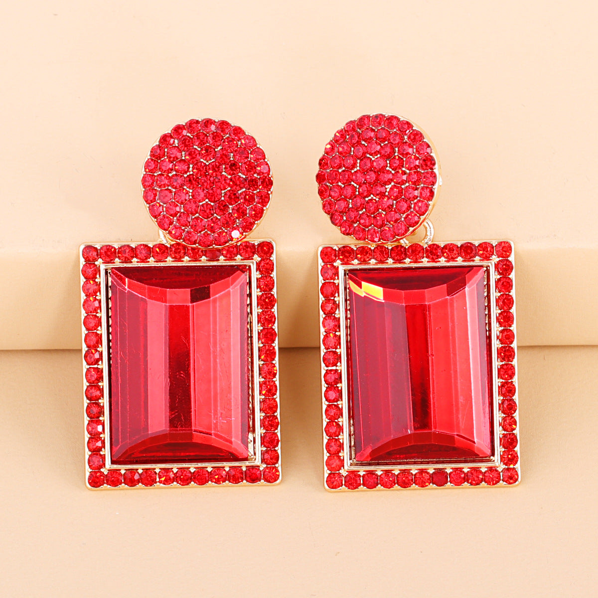 Geometric Diamond Alloy Acrylic Earrings Ear Studs