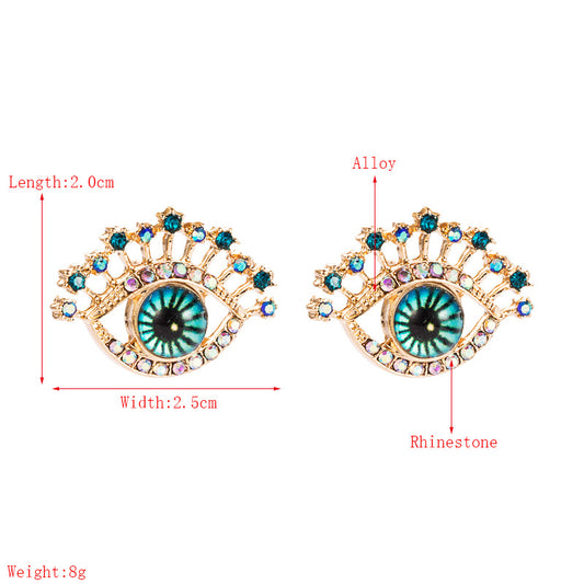 Fashion Blue Devil's Eye Alloy Diamond Retro Earrings