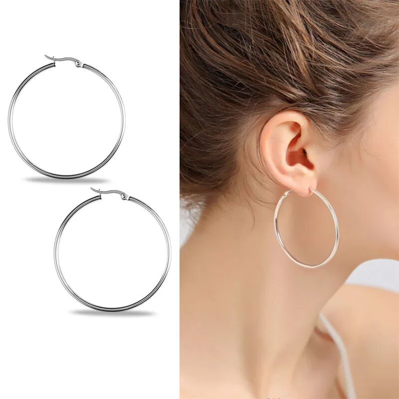 1 Pair Lady Round Plating Stainless Steel Earrings
