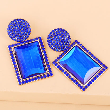 Geometric Diamond Alloy Acrylic Earrings Ear Studs