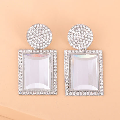 Geometric Diamond Alloy Acrylic Earrings Ear Studs