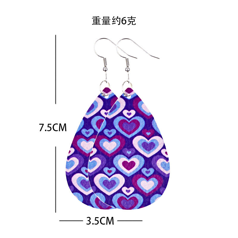 1 Pair Lady Classic Style Water Droplets Heart Shape Pu Leather Drop Earrings