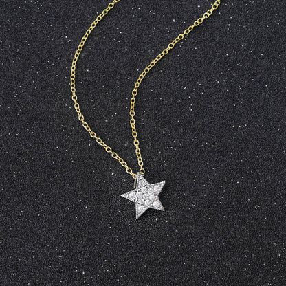 Simple Style Star Copper Inlay Zircon Pendant Necklace