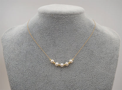 Fashion Round Pearl Titanium Steel Necklace 1 Piece