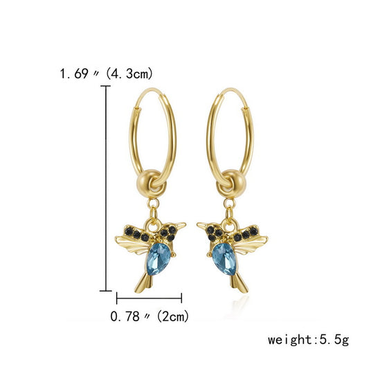 Fashion Bird Alloy Enamel Plating Inlay Rhinestones Women's Earrings Necklace