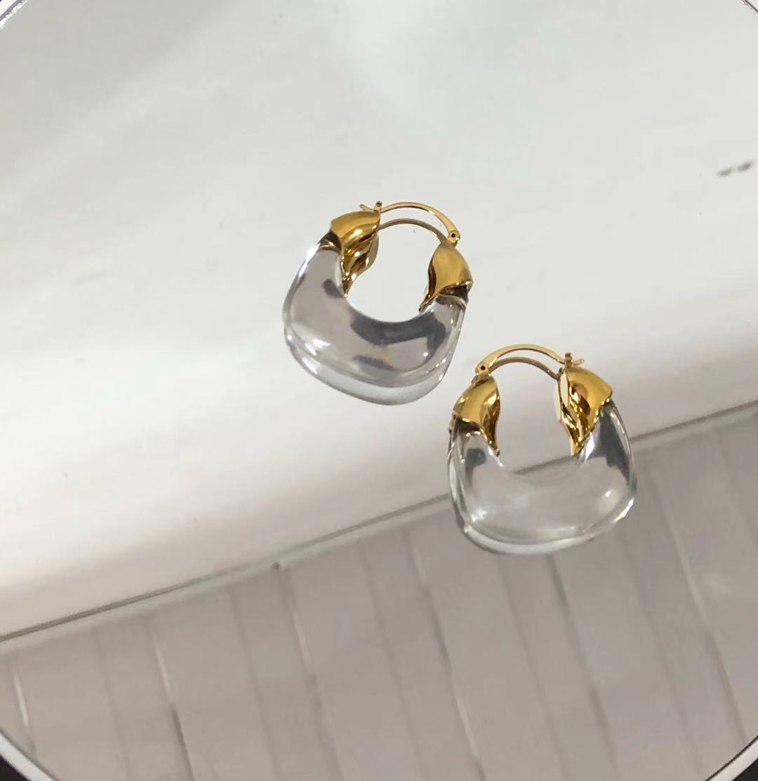 Ig Style Simple Style U Shape Brass Plating Inlay Resin Earrings 1 Pair