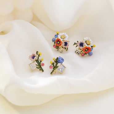 1 Pair Fashion Flower Alloy Enamel Women's Ear Studs