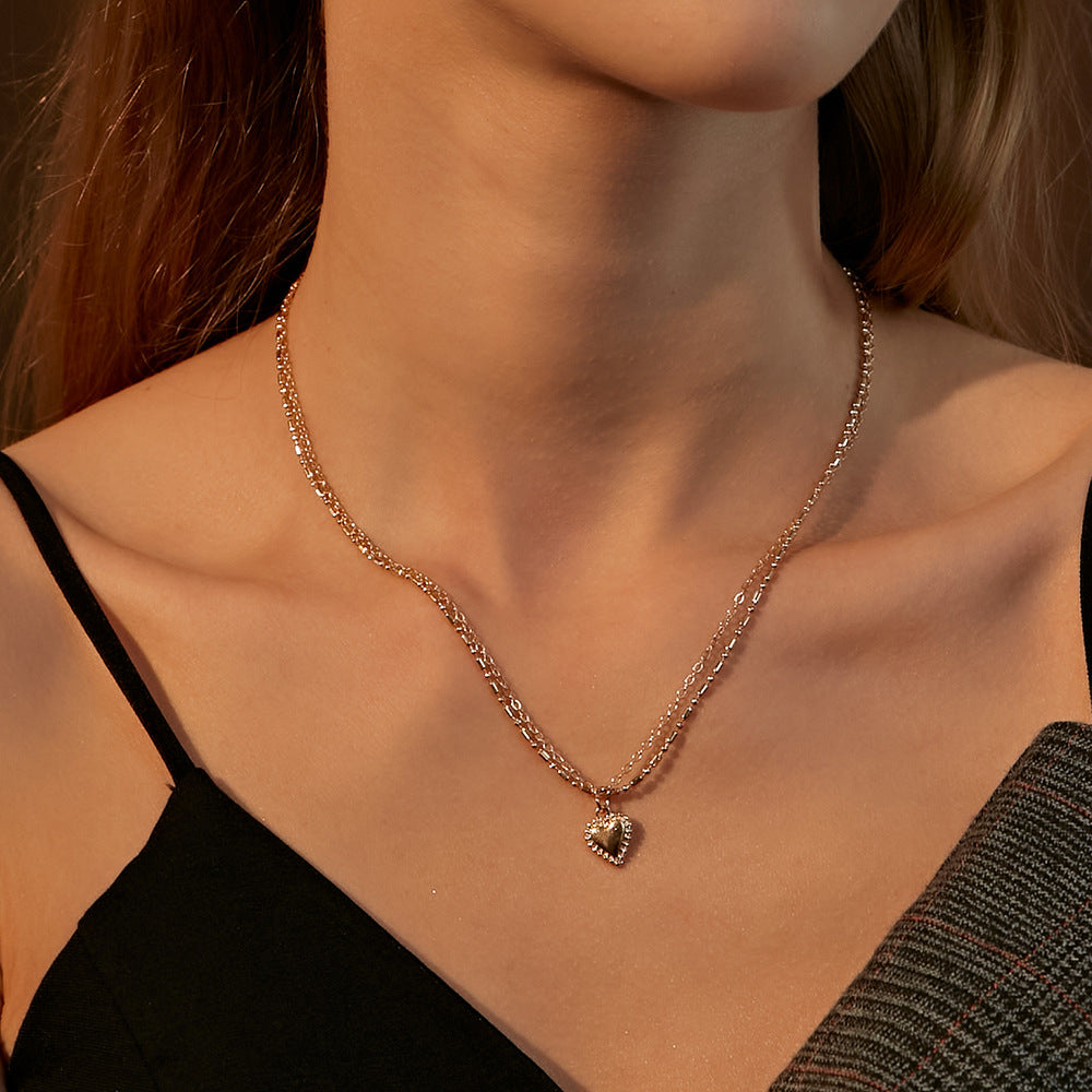 Fashion Heart-shaped Double-layer Necklace