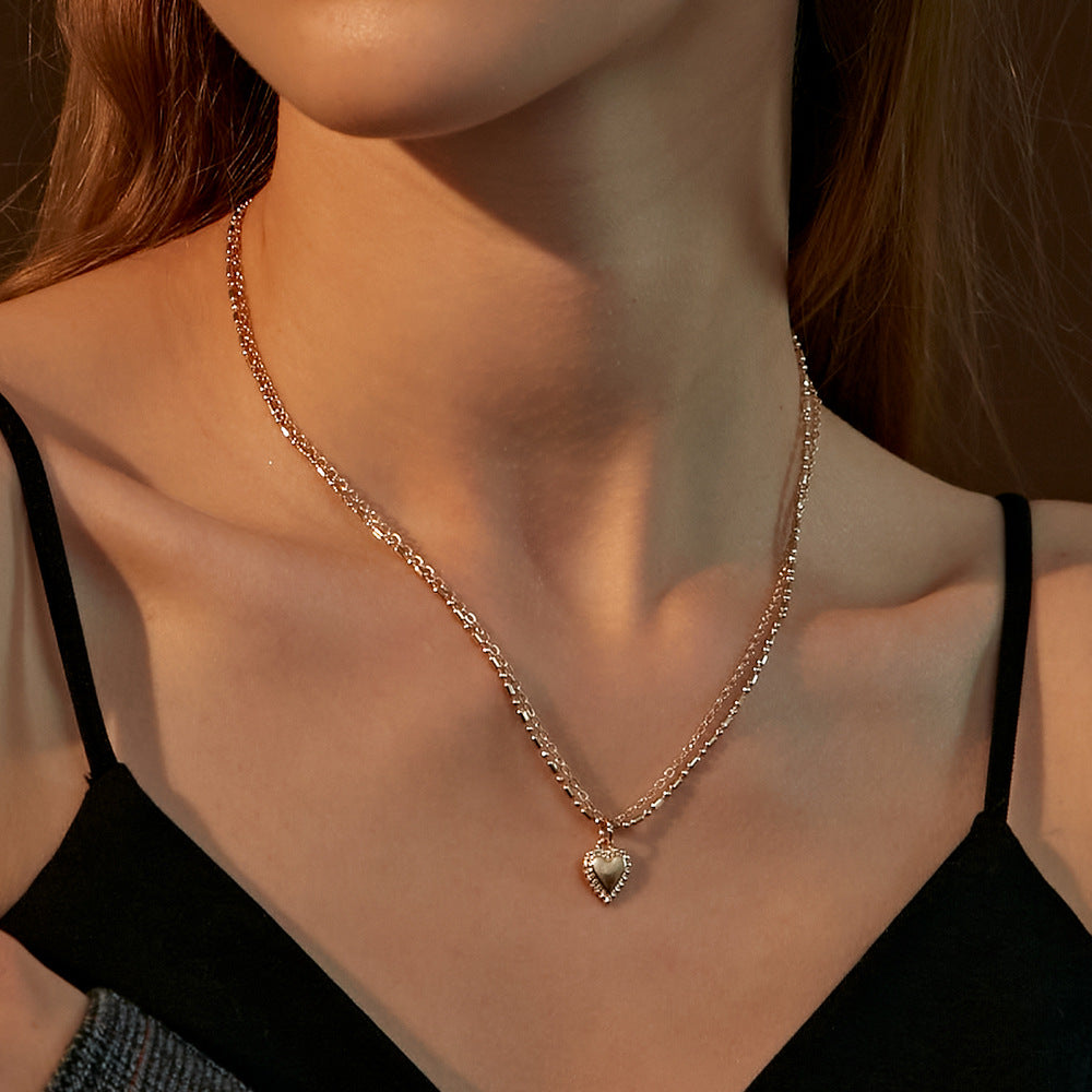 Fashion Heart-shaped Double-layer Necklace