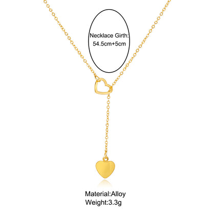 Creative Simple Peach Heart Love Pendant Women's Y-shaped Necklace
