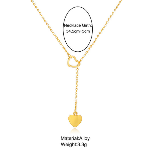 Creative Simple Peach Heart Love Pendant Women's Y-shaped Necklace