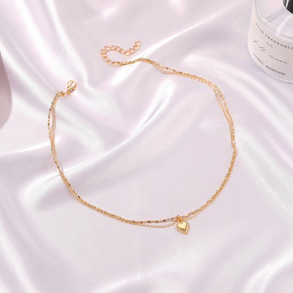 Fashion Heart-shaped Double-layer Necklace