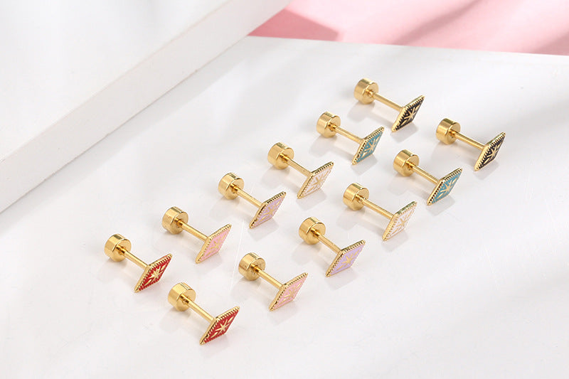 1 Piece Simple Style Geometric Plating Titanium Steel Ear Studs