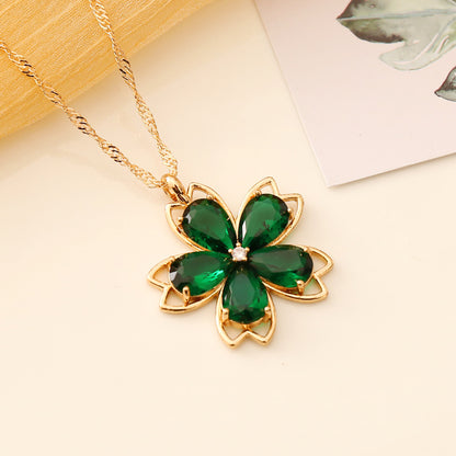 Fashion Flower Alloy Plating Necklace