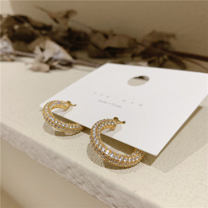 1 Pair Streetwear Solid Color Plating Inlay Copper Zircon Hoop Earrings