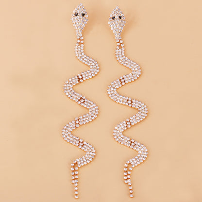 New  Inlaid  Diamond Snake Earrings