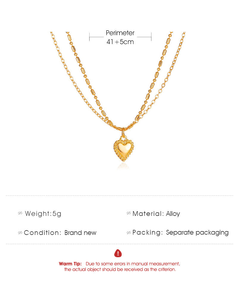 Fashion Heart-shaped Double-layer Necklace