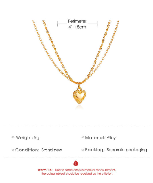 Fashion Heart-shaped Double-layer Necklace