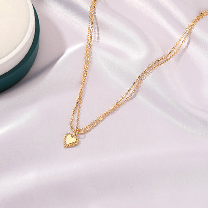 Fashion Heart-shaped Double-layer Necklace