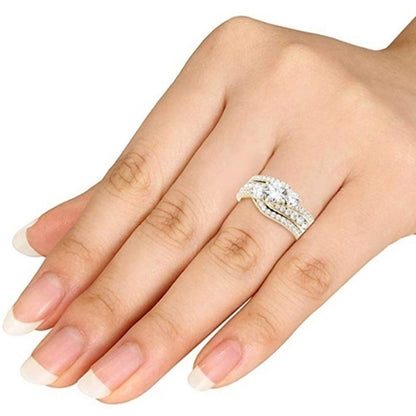 European And American Couple Ring Multi-layer Golden Inlaid Zircon Ring Wholesale