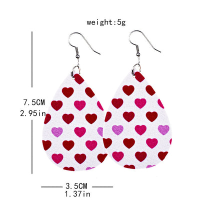 1 Pair Sweet Water Droplets Pu Leather Valentine's Day Women's Earrings