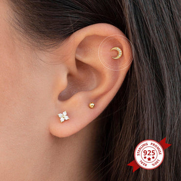 European And American Diamond Fashion Moon-shaped Earrings Jewelry