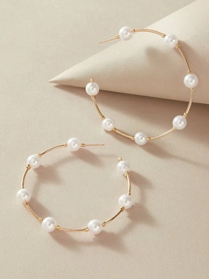 Simple Large Circlecreative Retro Simple Pearl Earrings