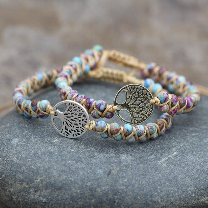 Bohemian Tree Turquoise Metal Braid Bracelets